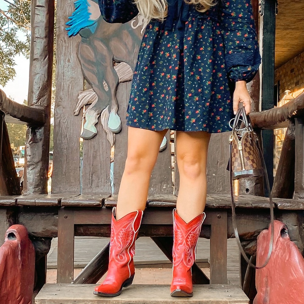 SF Leather Red Cowboy Boots